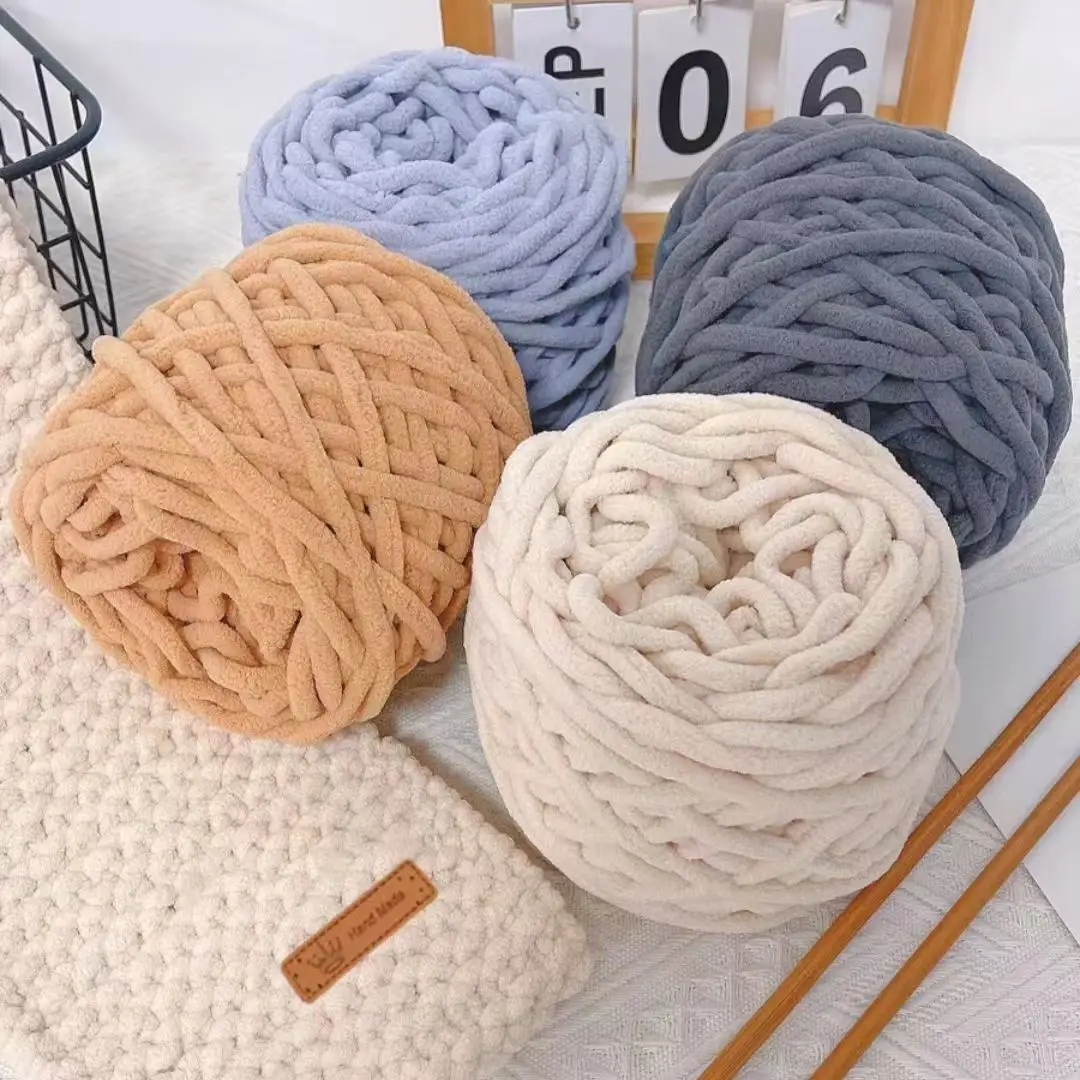 Wool Blanket Herringbone - シェニール-日曜大工の編み糸,柔らかい氷の糸,綿ウール,手作りの毛布,スカーフ,太い糸,3個,300g