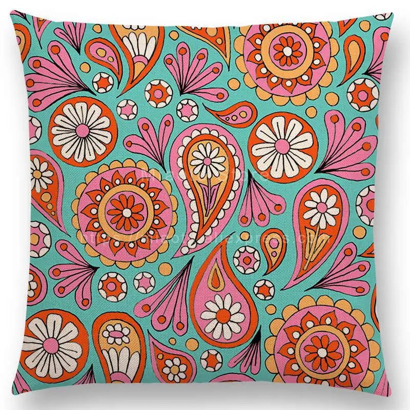 Sunrise Home Textiles & Apparel - ボヘミアン カラフル サンライズ レインボー柄 ショートプラッシュプリント スローピローカバー