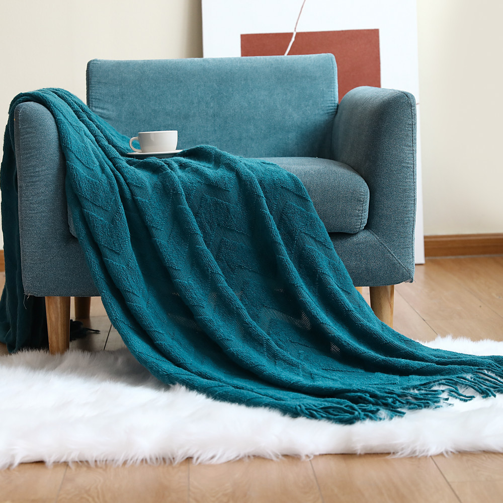 Wool Blanket Herringbone - ヘリンボーン柄ソファスローブランケット無地オフィスエアコンカバー幾何学模様ジャカード昼寝ブランケットタオル