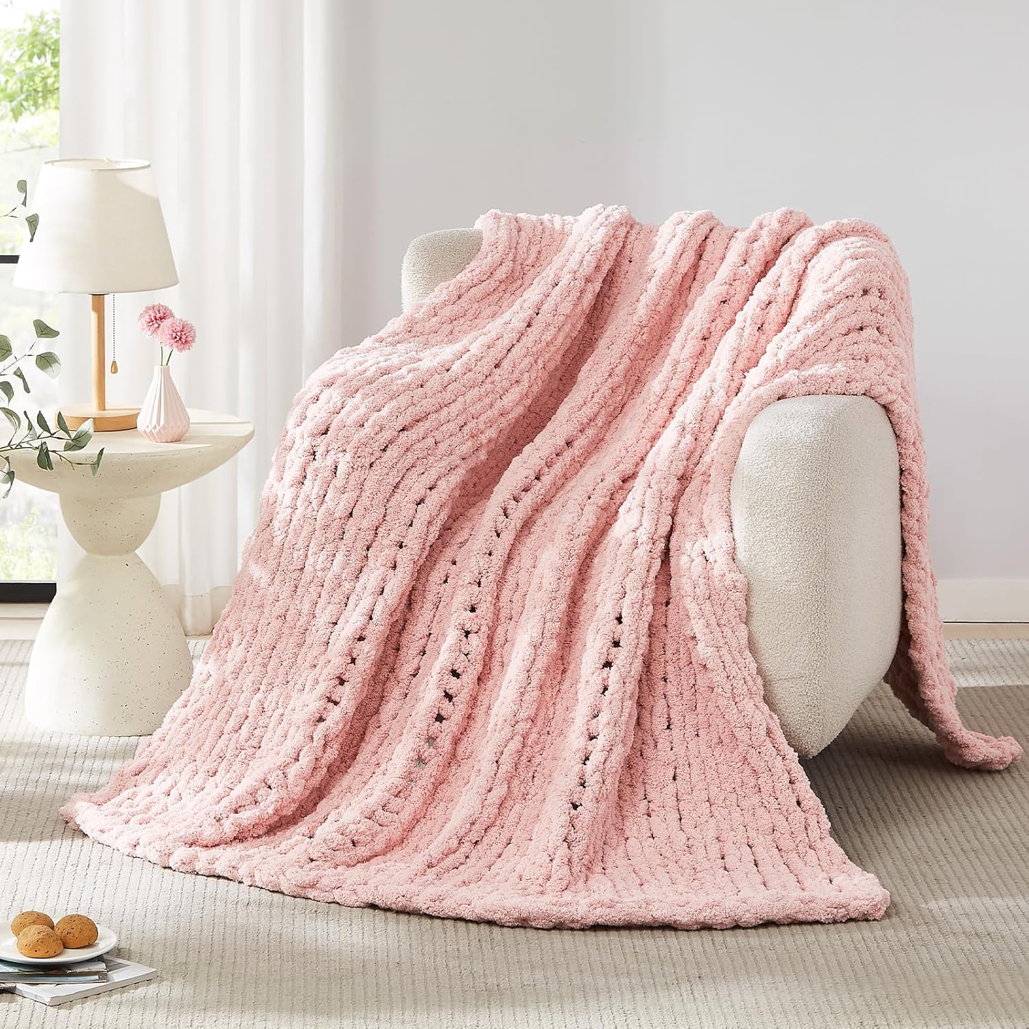 Throw Blanket Chunky Knit - 分厚いニットブランケットスローシェニール分厚いニットスローブランケットベッドソファ用手作り厚いビッグケーブルニットブランケット