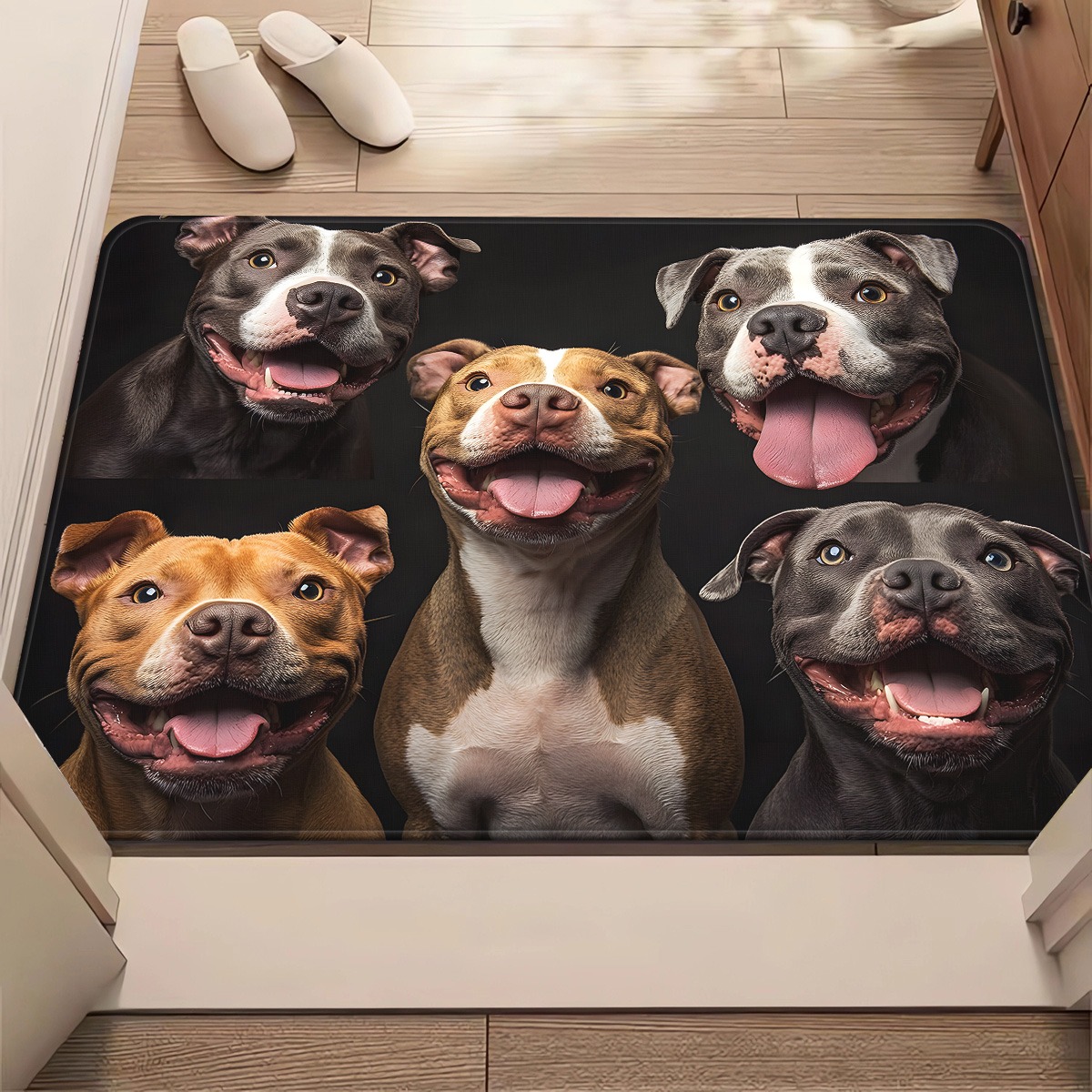 Home Textiles Group - 犬の群れの図柄ウェルカムドアマット - 滑り止めマイクロファイバーフロアマット 玄関＆寝室用 - 洗えるペット愛好家のためのホームデコレーションカーペット
