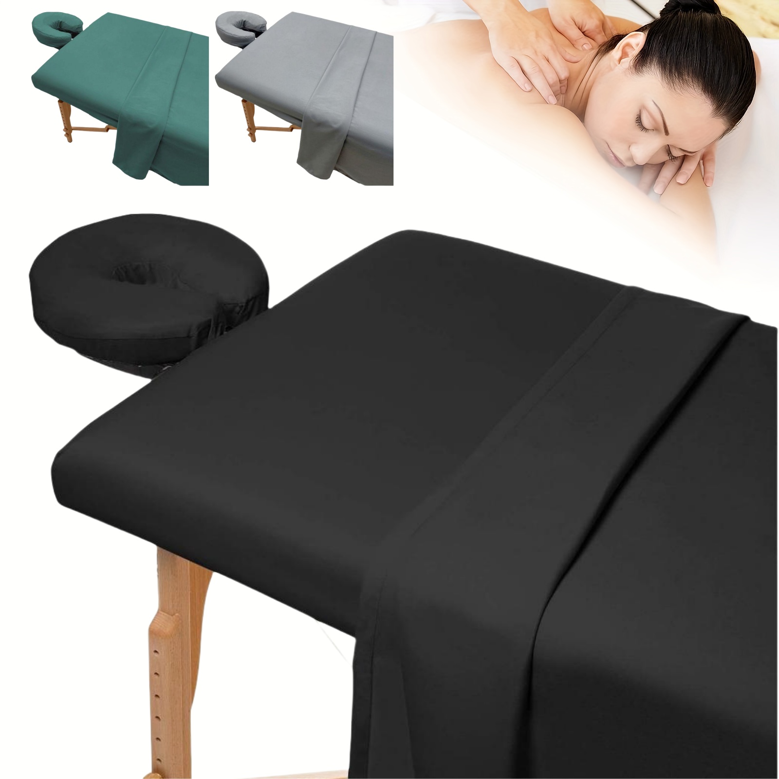 Bed Sheet Microfiber - 3 ピース/セットマイクロファイバーマッサージテーブルシートセットプレミアムサロンスパベッドカバー無香料フラットフィットシートキットフェイスクレードルカバー付き