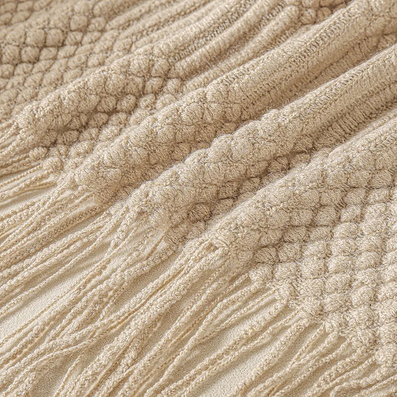 カーキ色のギフト用ニットブランケット、タッセル付き、チャンキ - Throw Blanket Chunky Knit のレビューと価格