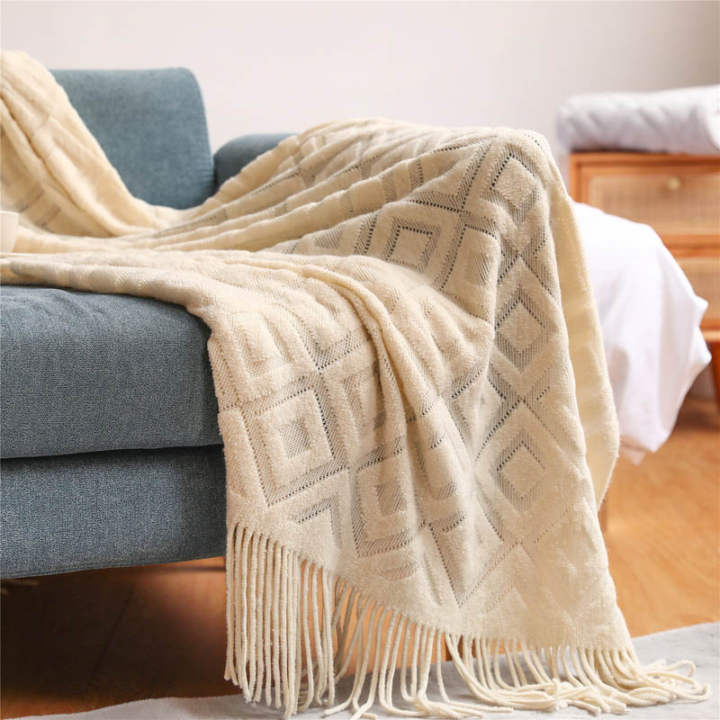 の毛布をノルディックニットセーターソファ毛布写真の小道具エア - Throw Blanket Chunky Knit のレビューと価格