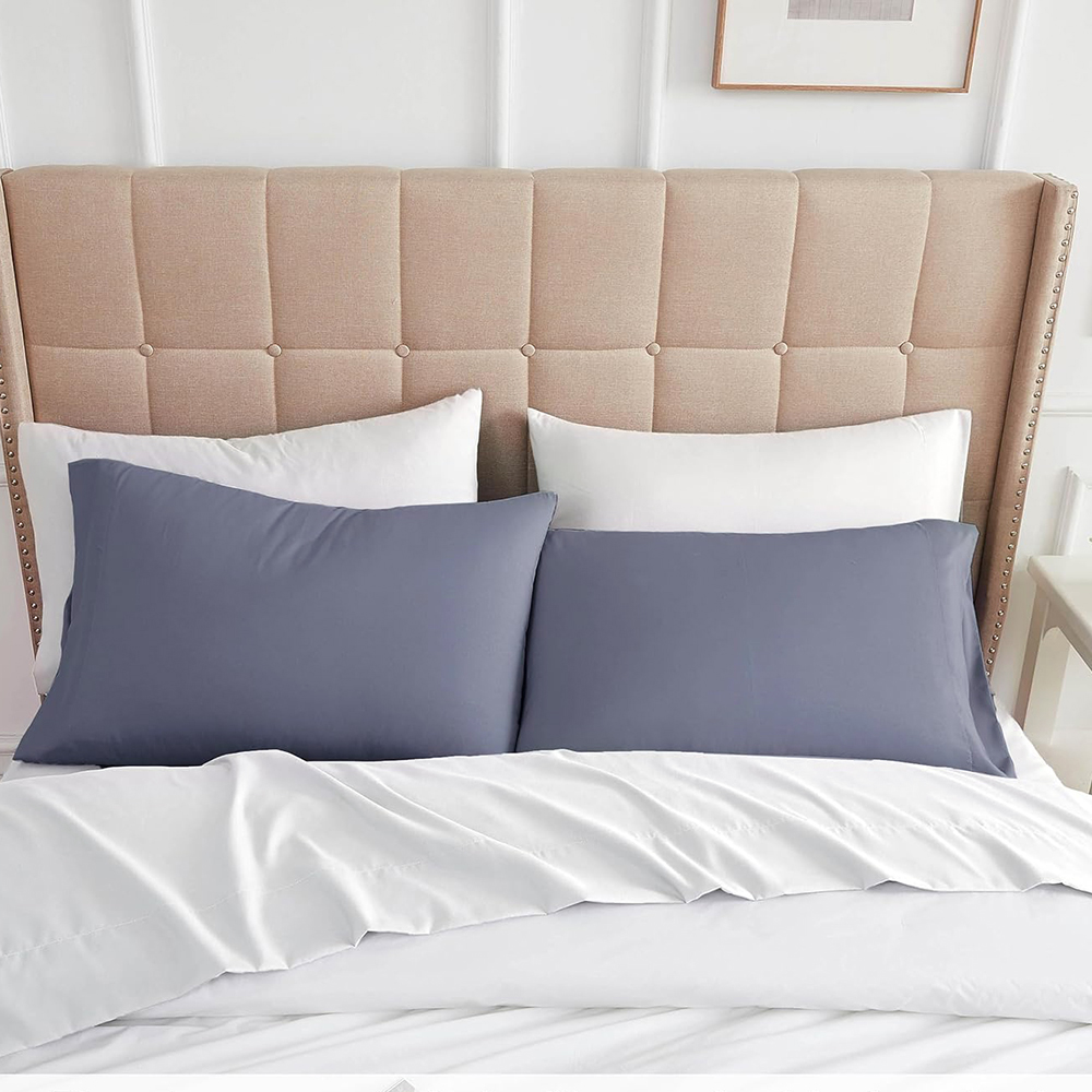 Battilo 2 個固体封筒枕カバークイーンキングサイズ枕 - Bed Sheet Microfiber のレビューと価格