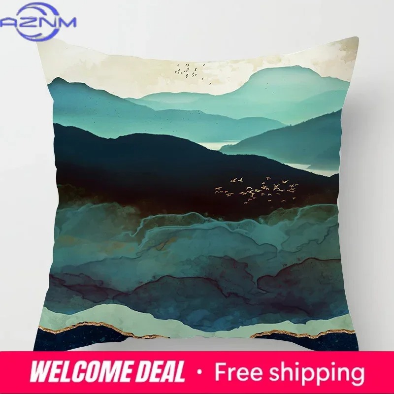北欧山脈月日の出金属絵画枕カバーソファ装飾クッションカバー  - Sunrise Home Textiles & Apparel のレビューと価格