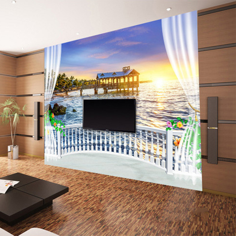 カスタム写真壁紙 3D バルコニー 美しい海の景色 日の出壁 - Sunrise Home Textiles & Apparel のレビューと価格