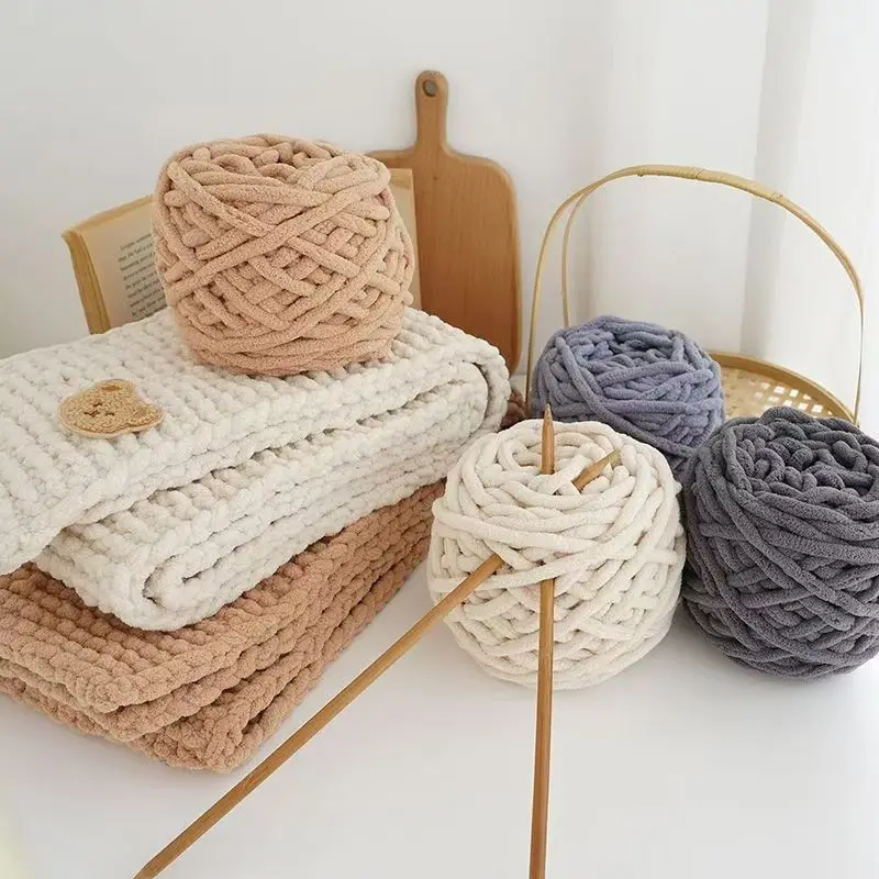 シェニール-日曜大工の編み糸,柔らかい氷の糸,綿ウール,手作 - Wool Blanket Herringbone のレビューと価格