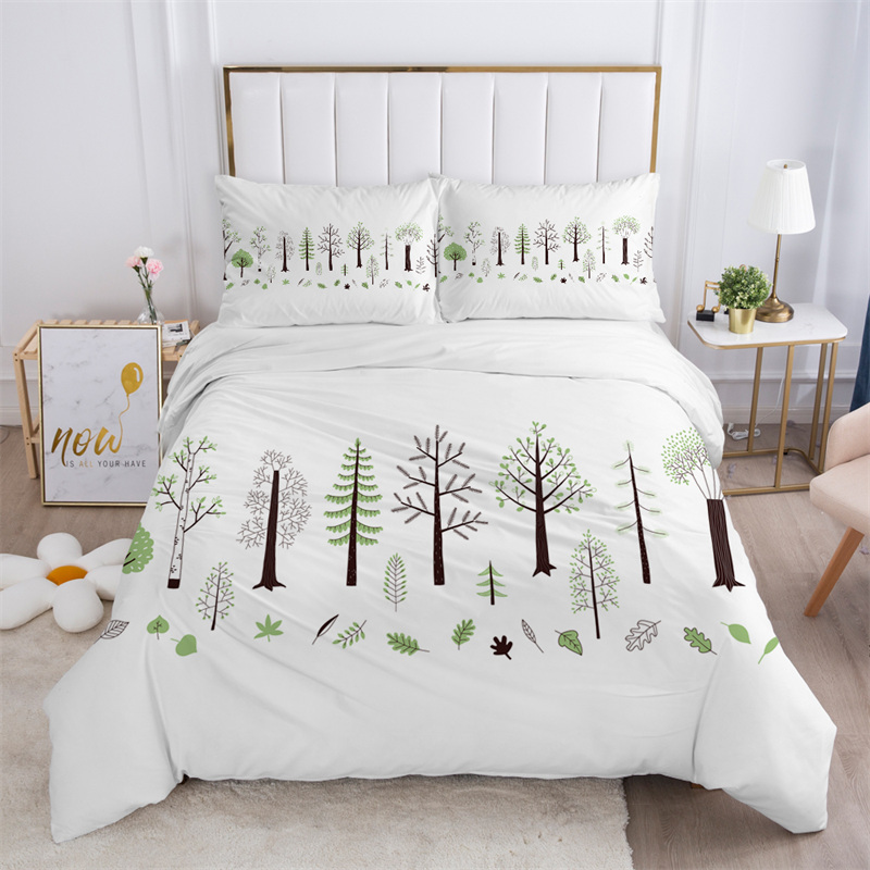 素朴な花柄の白い寝具セット マイクロファイバーの木の葉柄の花 - Bed Sheet Microfiber のレビューと価格