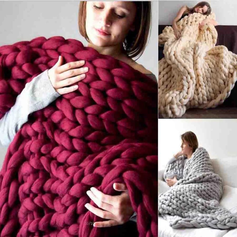 厚手のウールニット毛布,厚手,大きく,暖かい,ファッショナブ - Throw Blanket Chunky Knit のレビューと価格
