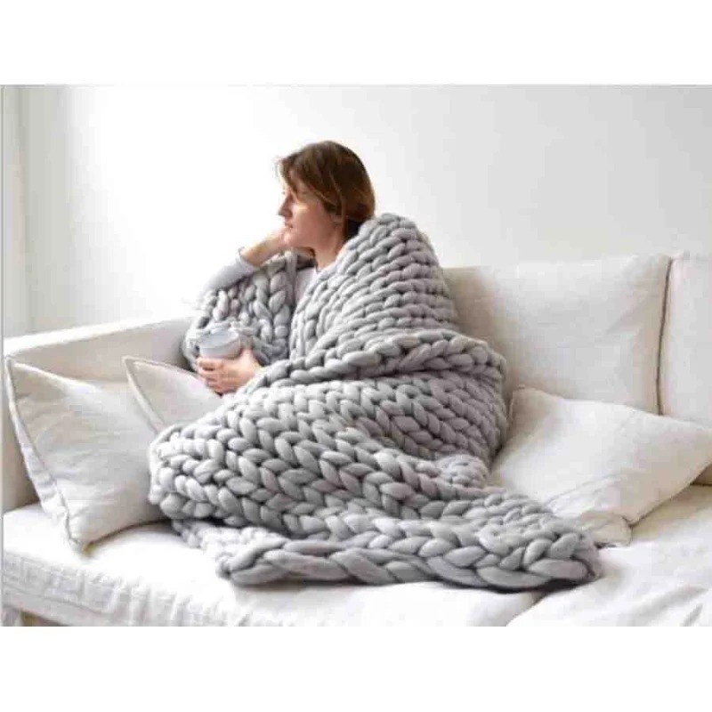 厚手のウールニット毛布,厚手,大きく,暖かい,ファッショナブ - Throw Blanket Chunky Knit のレビューと価格