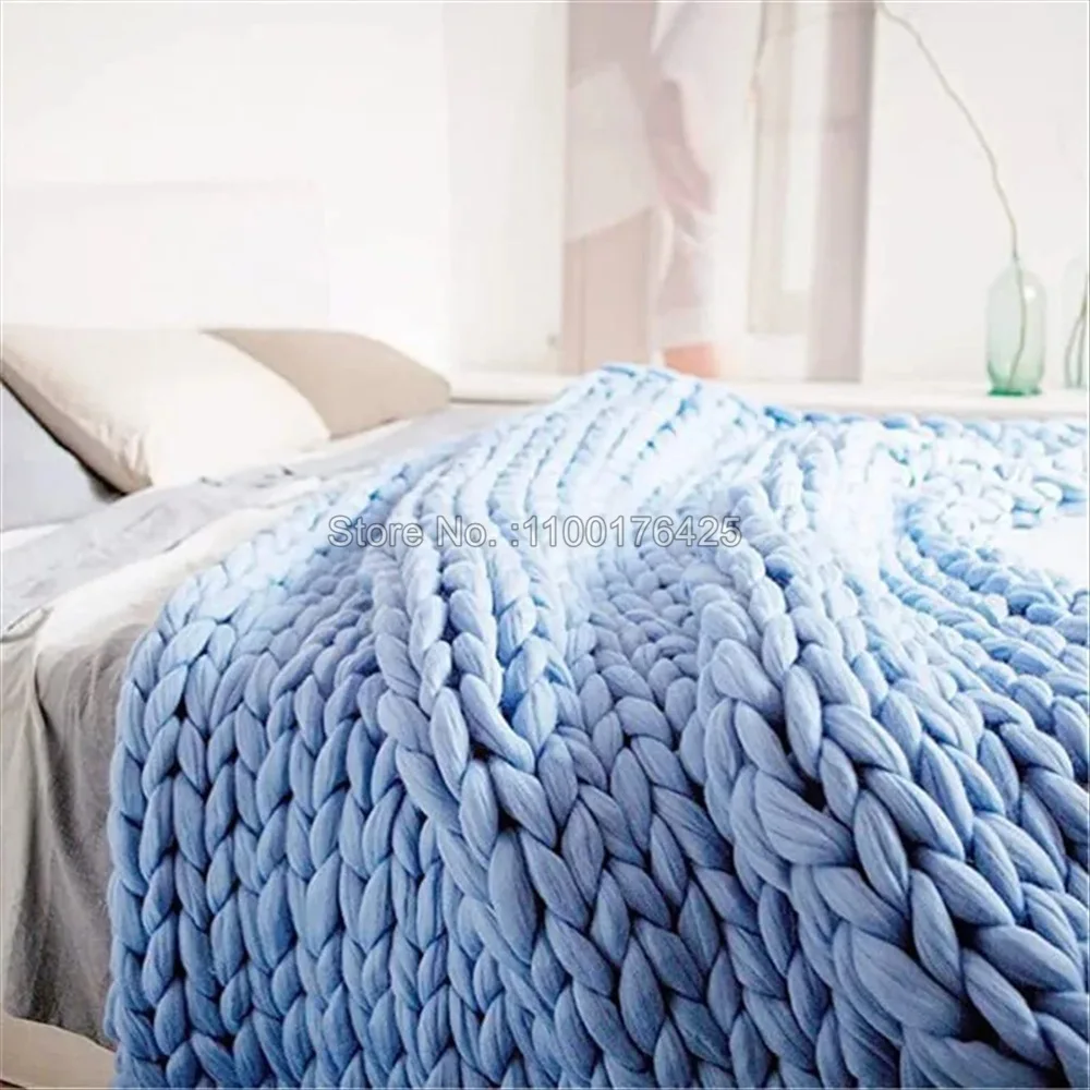 グレーの柔らかいニットブランケット、冬用厚手ソファスロー、大 - Throw Blanket Chunky Knit のレビューと価格