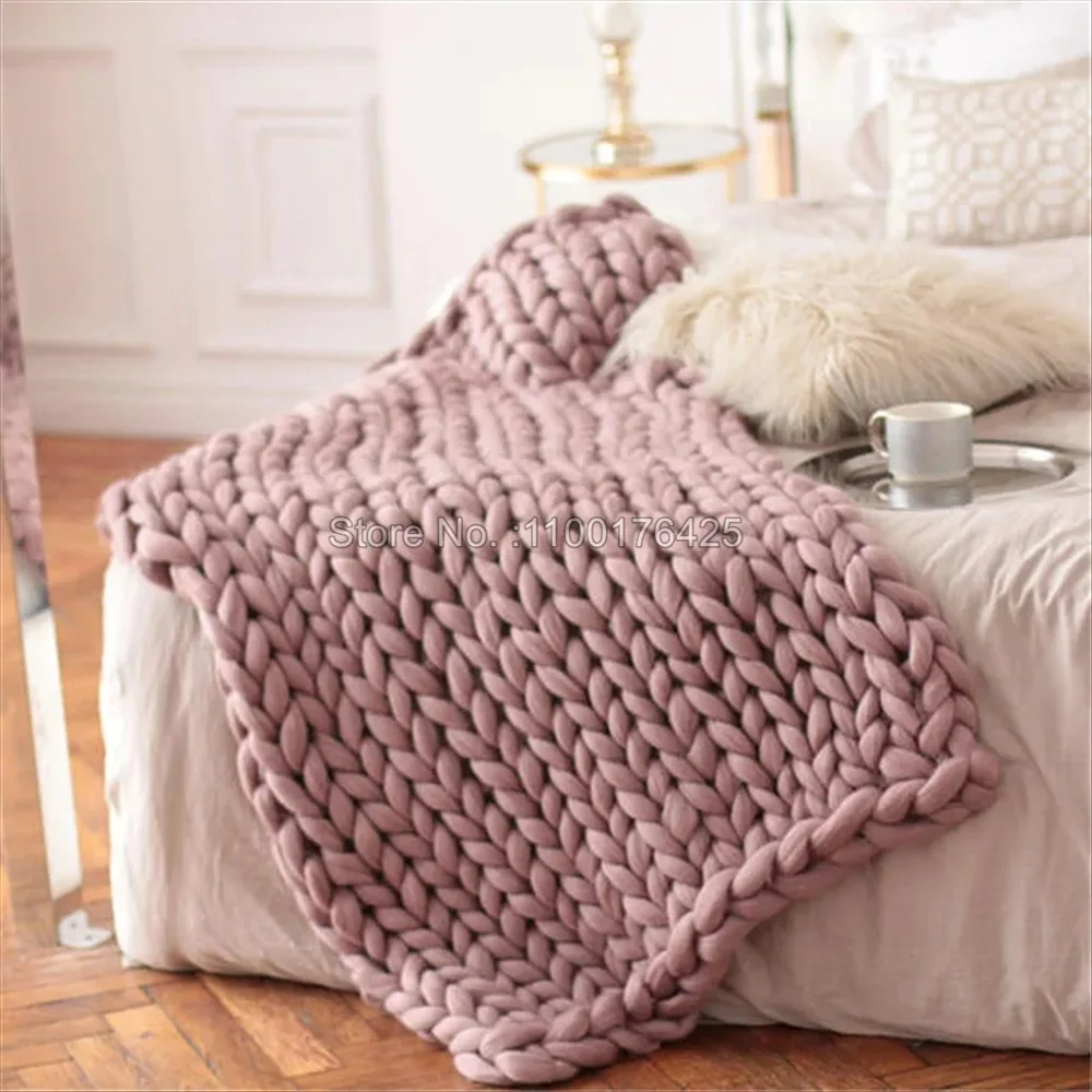 グレーの柔らかいニットブランケット、冬用厚手ソファスロー、大 - Throw Blanket Chunky Knit のレビューと価格
