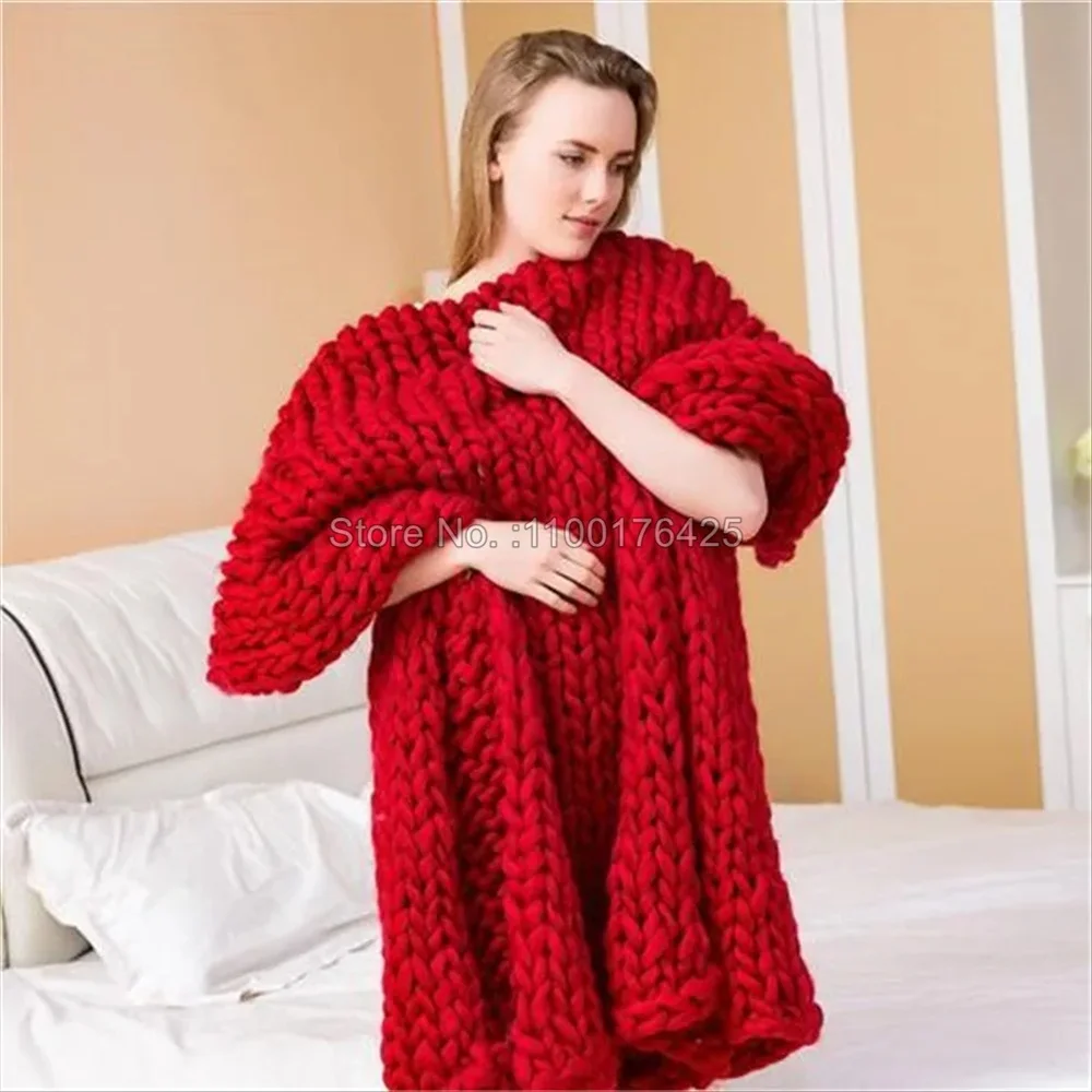 グレーの柔らかいニットブランケット、冬用厚手ソファスロー、大 - Throw Blanket Chunky Knit のレビューと価格