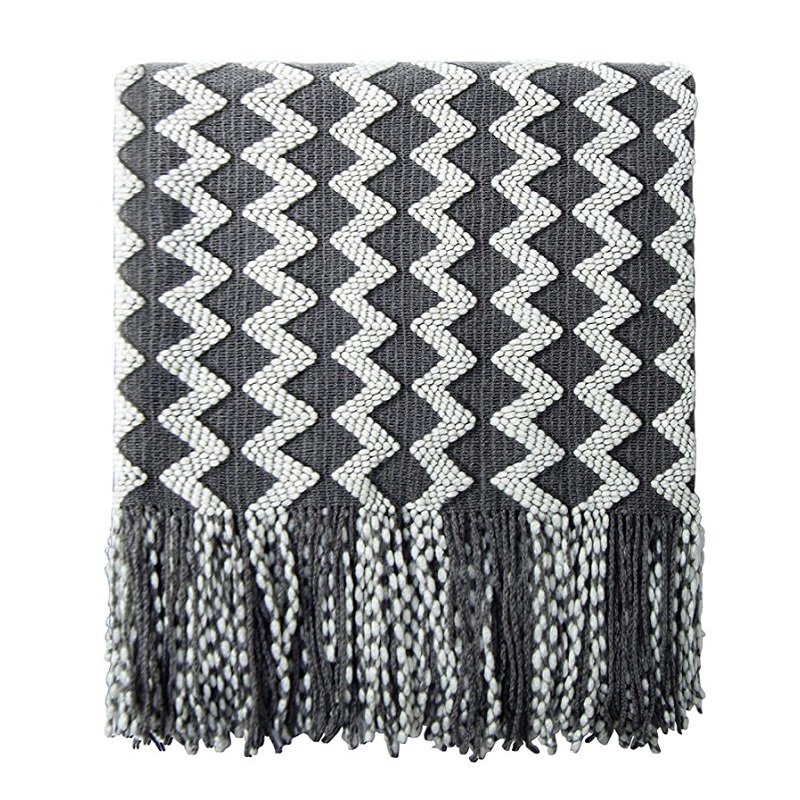 50x60インチ グレーのニット製スローブランケット、タッセ - Throw Blanket Chunky Knit のレビューと価格