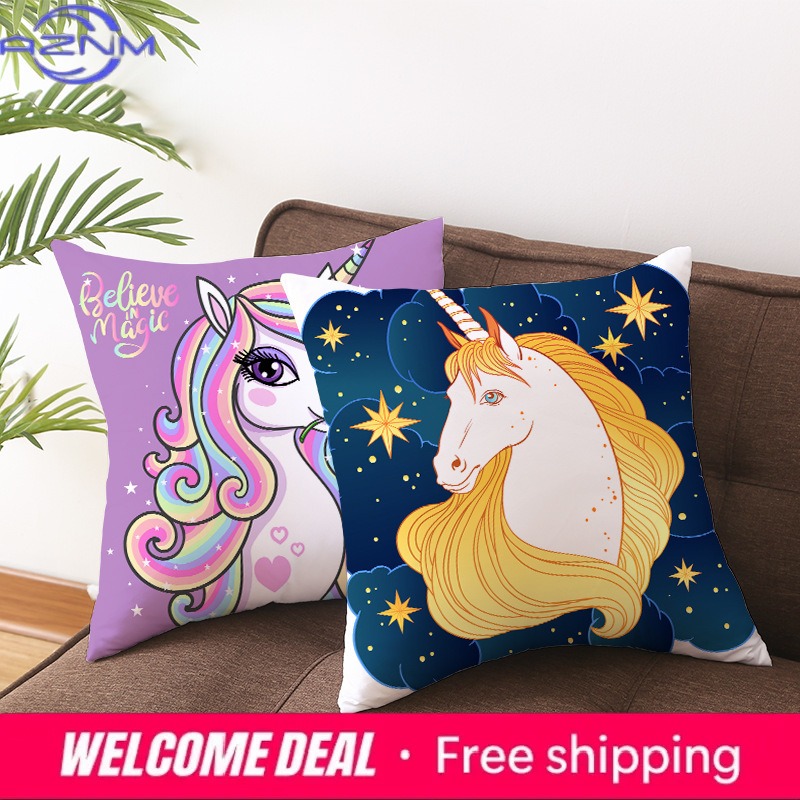 タイムカートゥーンホームデコレーション枕パープルユニコーン枕 - Sunrise Home Textiles & Apparel のレビューと価格