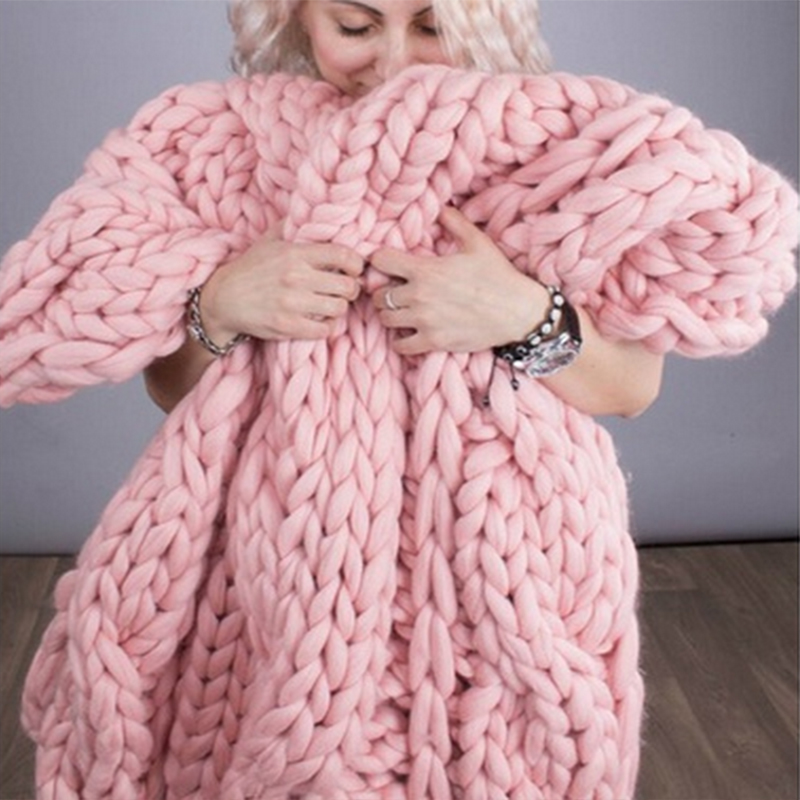 ニットとウールの手織りブランケット,厚くて暖かい,冬用,ファ - Throw Blanket Chunky Knit のレビューと価格