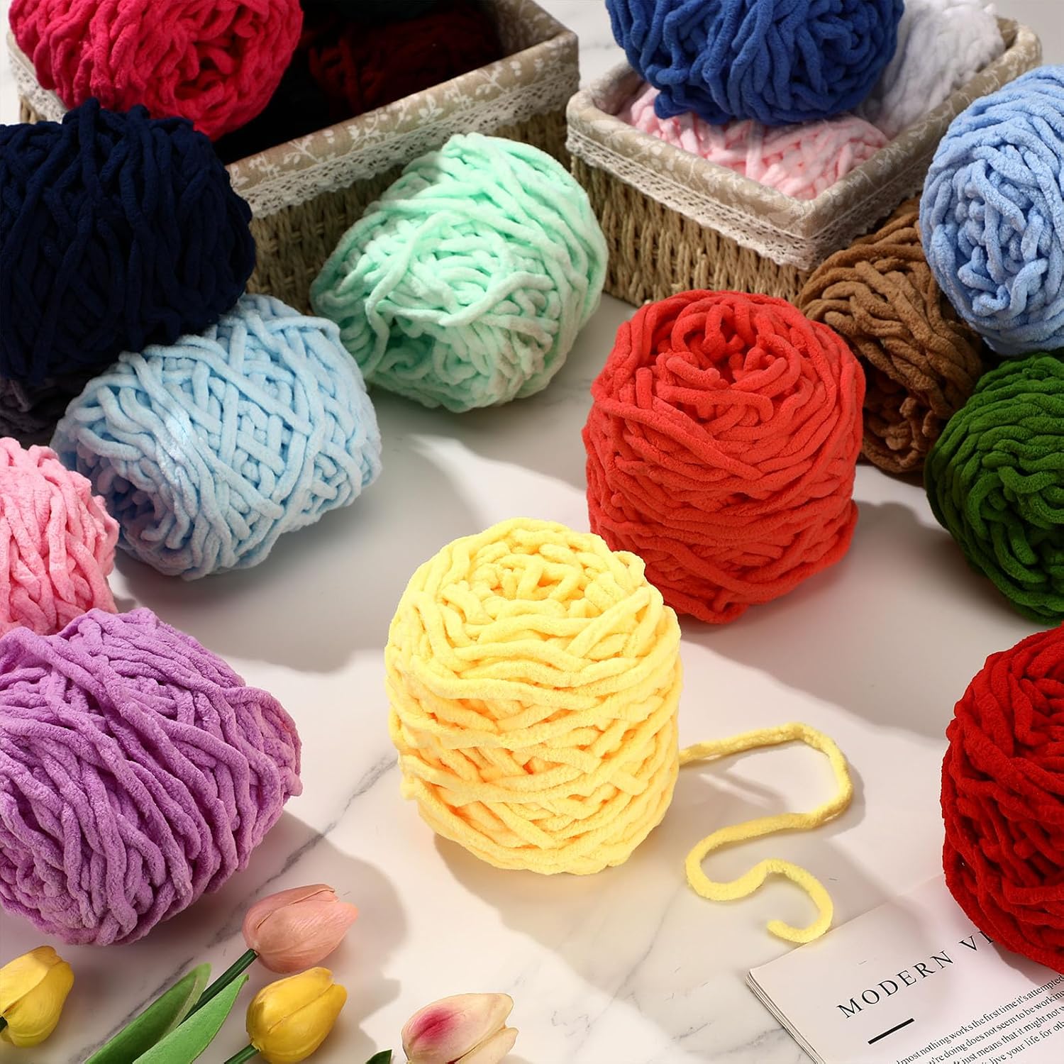 6本セット 600g シェニール編み糸 ソフトアイスストリッ - Wool Blanket Herringbone のレビューと価格