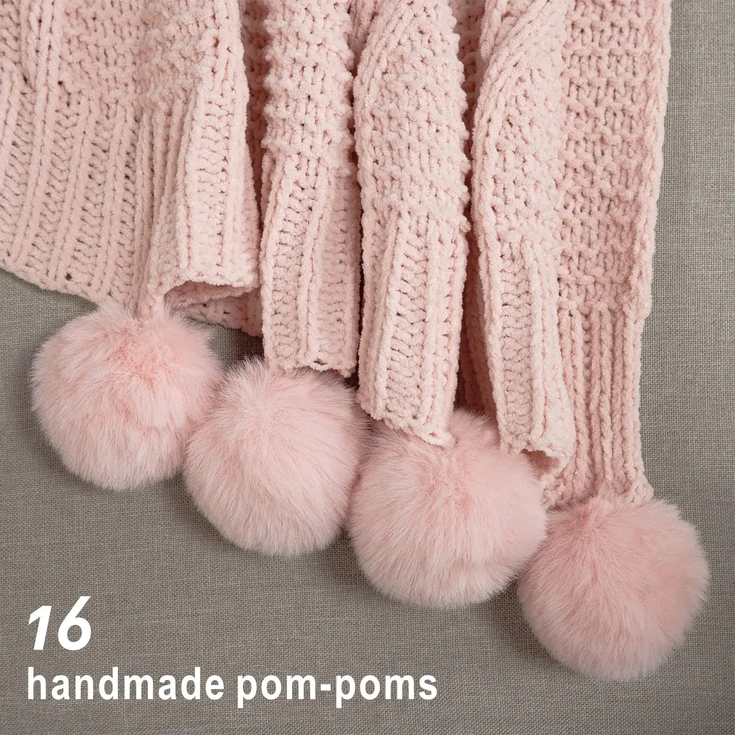 豪華なチャンキーニットブランケット、ポンポン付き - 厚手で - Throw Blanket Chunky Knit のレビューと価格