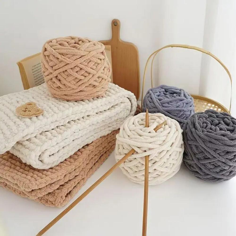 1個100gシェニール編み糸 ソフトアイスストリップライン  - Wool Blanket Herringbone のレビューと価格