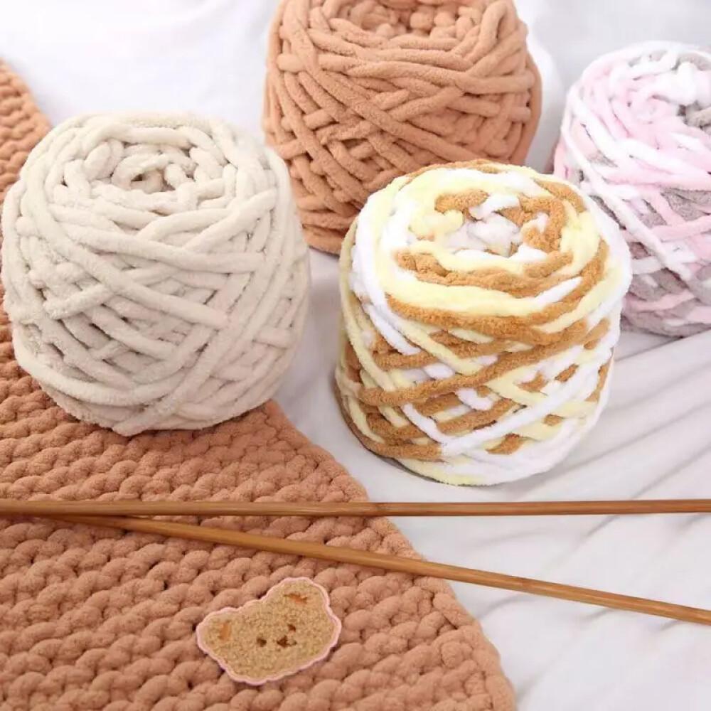 1個100gシェニール編み糸 ソフトアイスストリップライン  - Wool Blanket Herringbone のレビューと価格