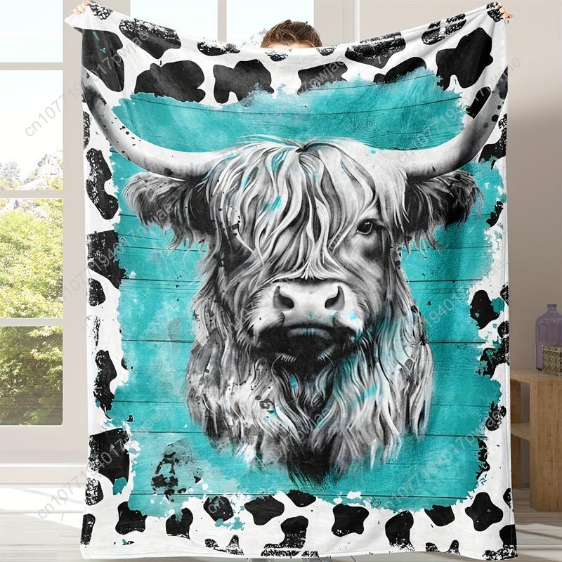 心地よいソフトなハイランドカウ柄フランネルフリースブランケッ - Throw Blanket Chunky Knit のレビューと価格