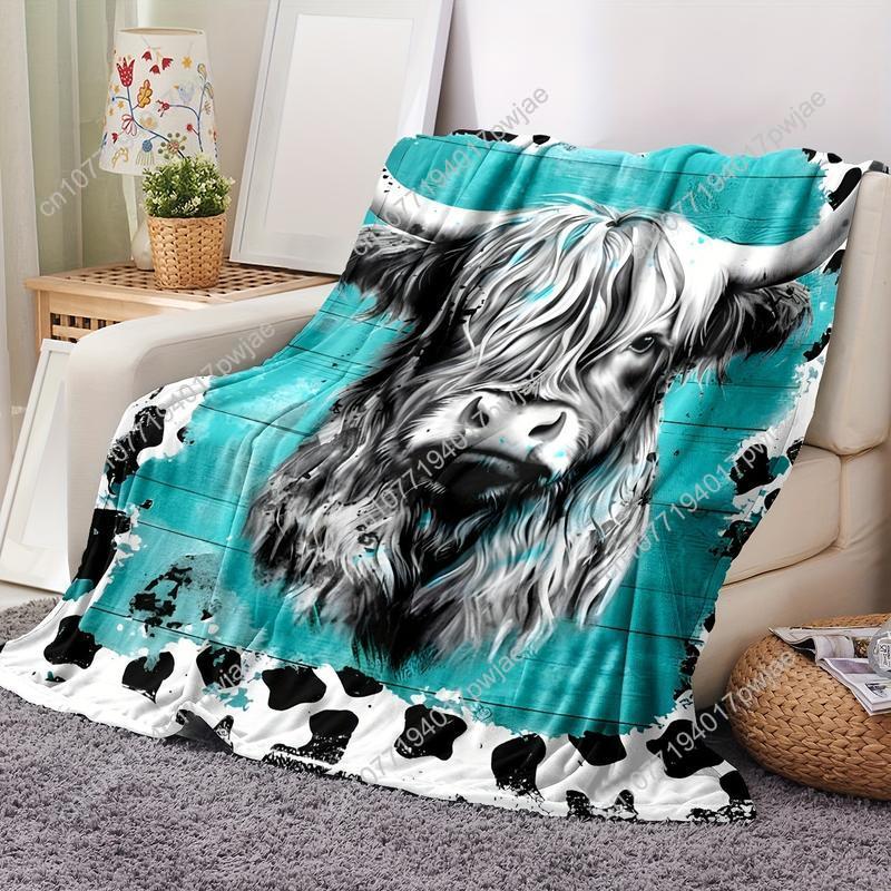 心地よいソフトなハイランドカウ柄フランネルフリースブランケッ - Throw Blanket Chunky Knit のレビューと価格