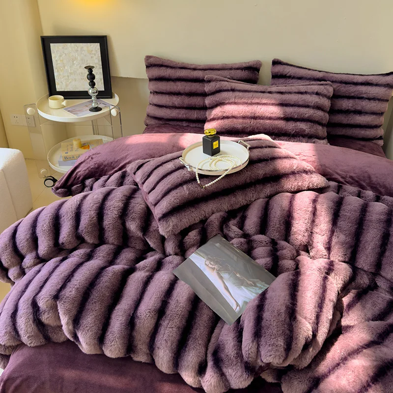 ラビットベルベットミルクベルベット厚手ラビットファー暖かい4 - Bed Sheet Microfiber のレビューと価格