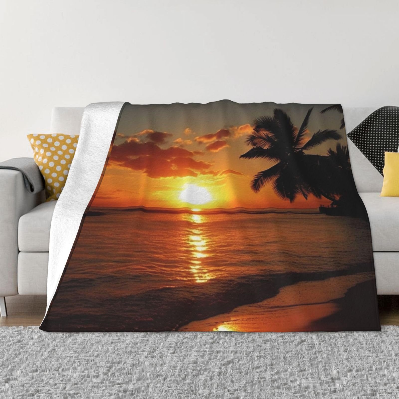 トロピカルオーシャンサンライズプリントブランケット ソファベ - Sunrise Home Textiles & Apparel のレビューと価格