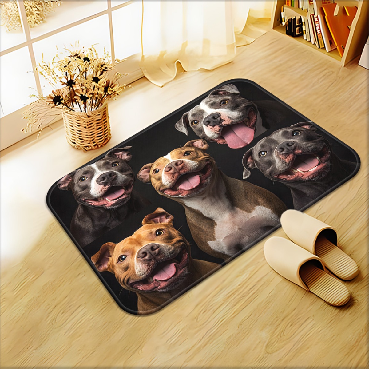 犬の群れの図柄ウェルカムドアマット - 滑り止めマイクロファ - Home Textiles Group のレビューと価格