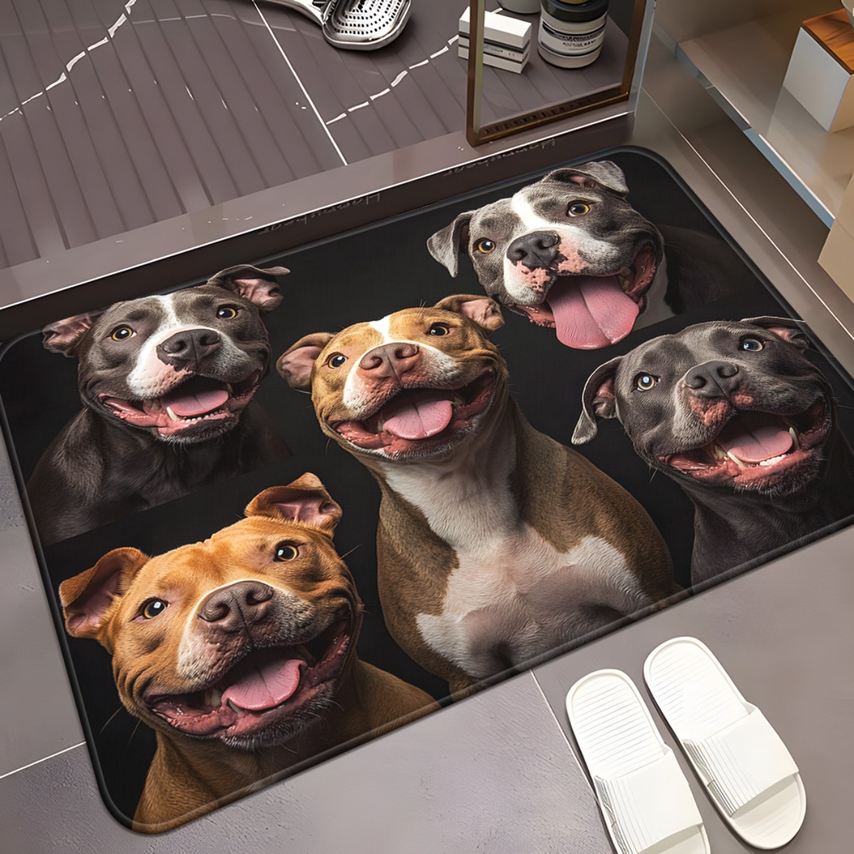 犬の群れの図柄ウェルカムドアマット - 滑り止めマイクロファ - Home Textiles Group のレビューと価格