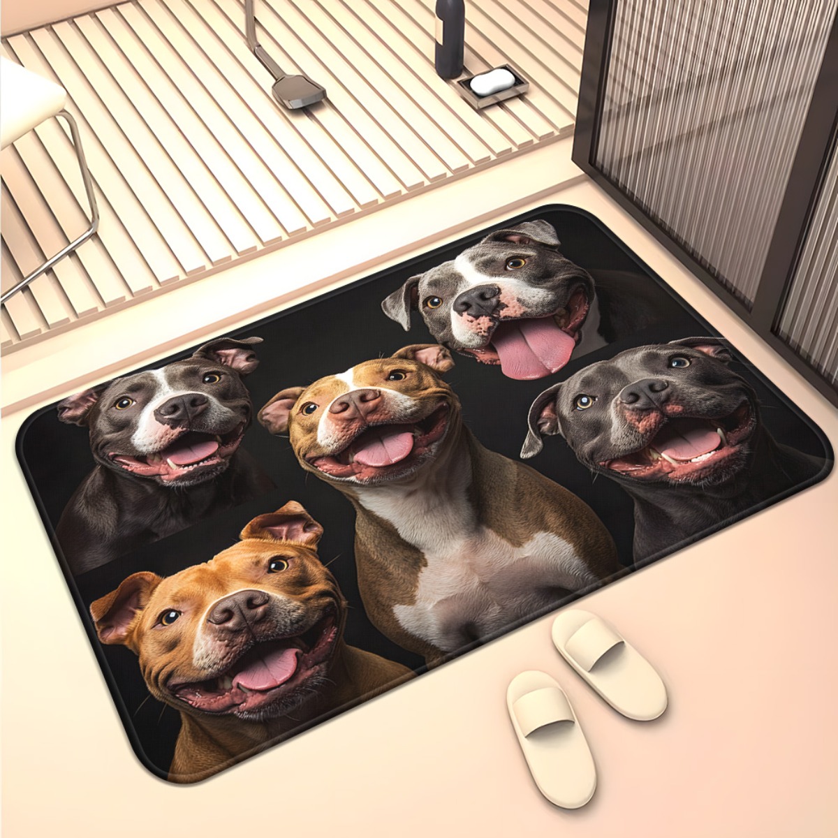 犬の群れの図柄ウェルカムドアマット - 滑り止めマイクロファ - Home Textiles Group のレビューと価格