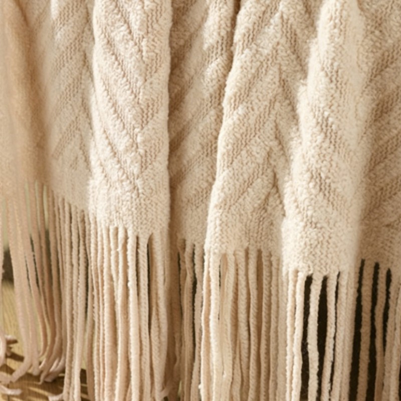 豪華なチャンキーカラーのクリーム色のスローブランケット、柔ら - Throw Blanket Chunky Knit のレビューと価格