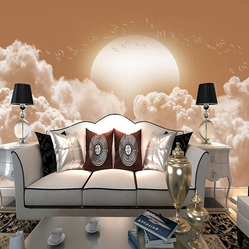 ホームインテリア装飾アート壁紙カスタム壁画油絵モダンな白い雲 - Sunrise Home Textiles & Apparel のレビューと価格