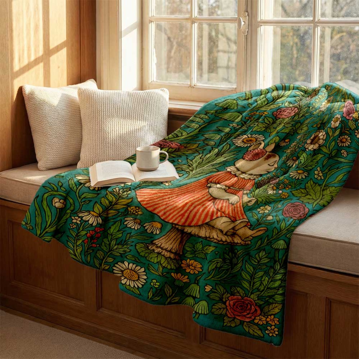 奇抜な花柄のウサギ柄スローブランケット 150x200cm  - Throw Blanket Chunky Knit のレビューと価格