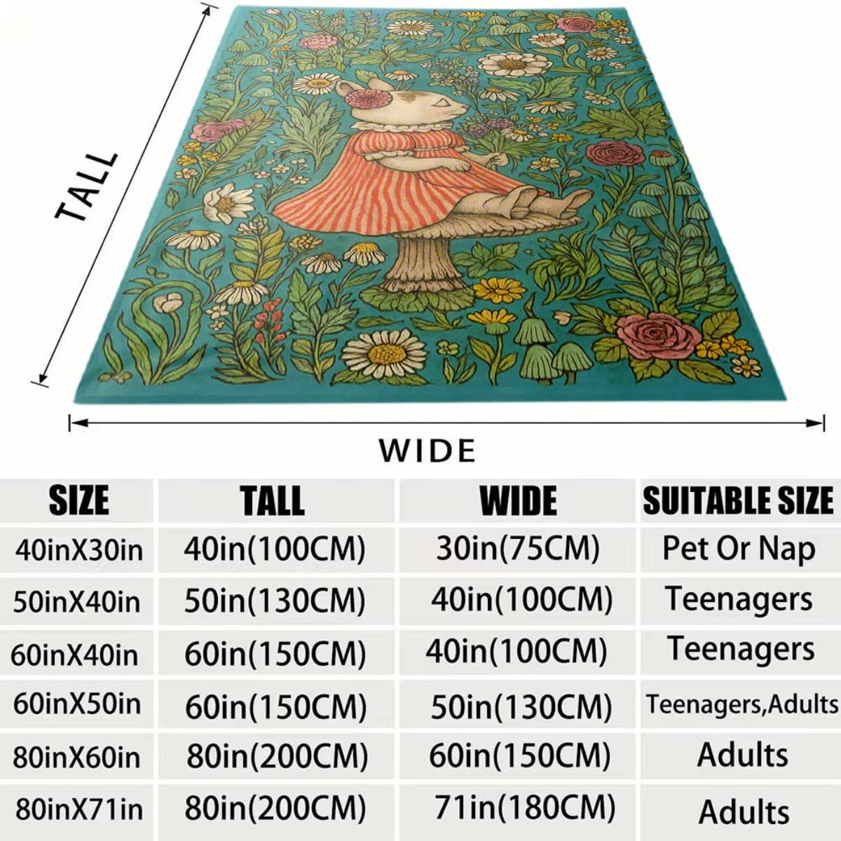 奇抜な花柄のウサギ柄スローブランケット 150x200cm  - Throw Blanket Chunky Knit のレビューと価格