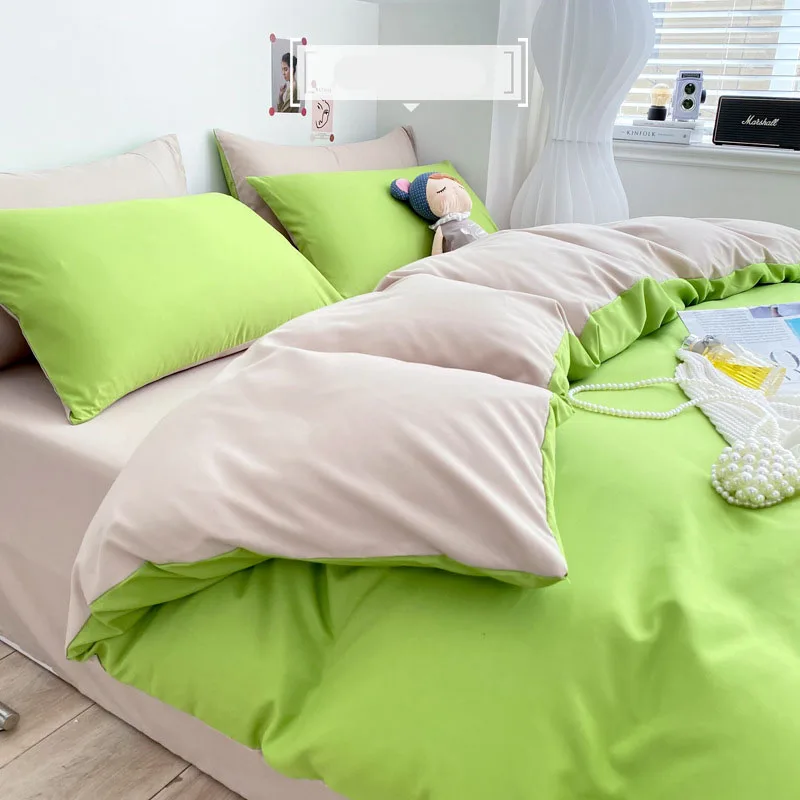高級洗浄綿固体寝具セット 3-4 個イエローホームキングサイ - Bed Sheet Microfiber のレビューと価格