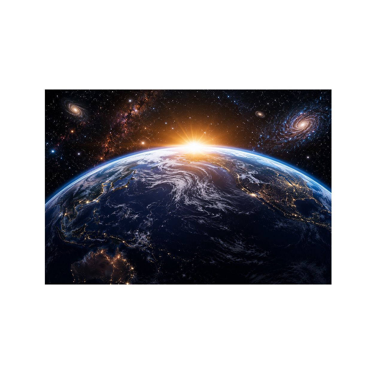3D宇宙地球日の出壁画壁紙、銀河星空背景装飾、リビングルーム - Sunrise Home Textiles & Apparel のレビューと価格